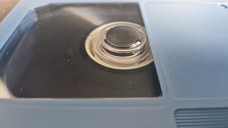 Close-up of a tape reel mechanism